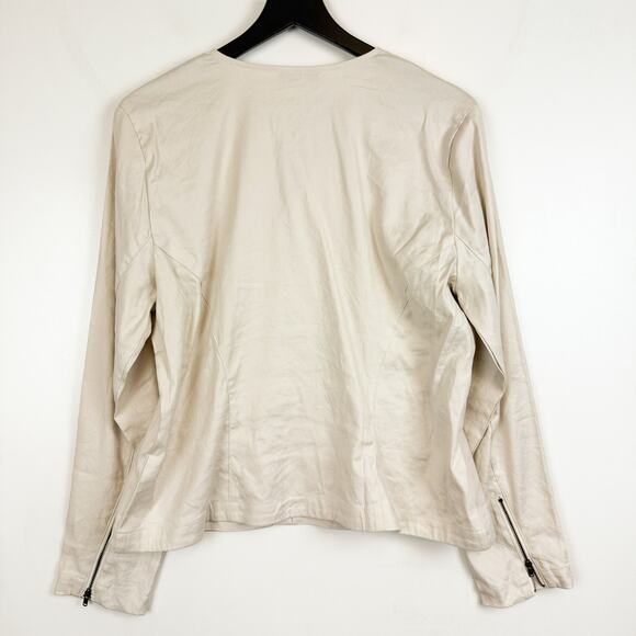 Amour Vert Moto Zip Linen Blend Jacket Ivory - XL - Picture 6 of 9